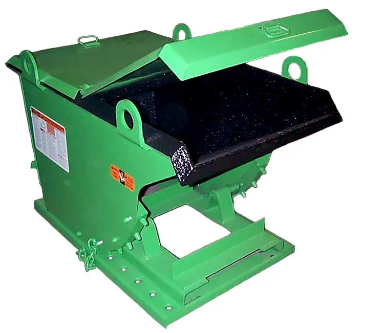 a lined self-dumping hopper