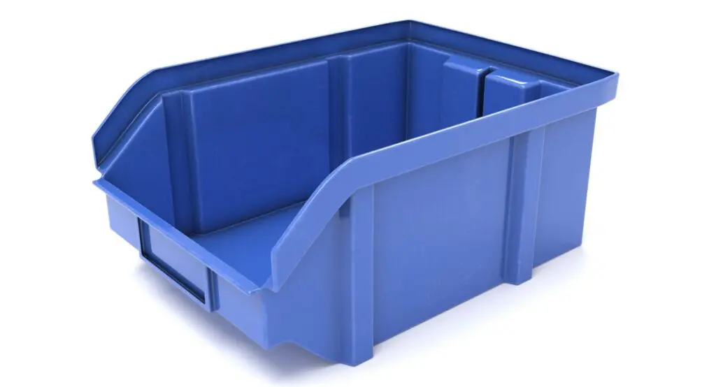 a blue storage bin