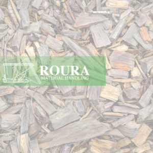 Mulch chips overlayed with Roura's logo