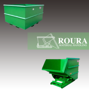 A rotator box on the top left and a self-dumping hopper in the bottom right