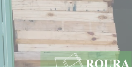Wooden board/timber scrap is being dumped out of a rotator box