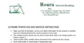 Roura A-Frame Operation Instructions