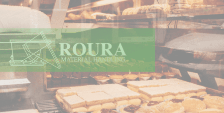 A bakery with tons of pastries on display. The Roura logo is overlayed.